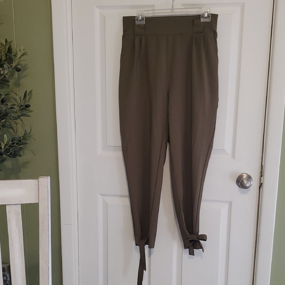 Dainty Grace Karin Khaki Ankle Tie Pants